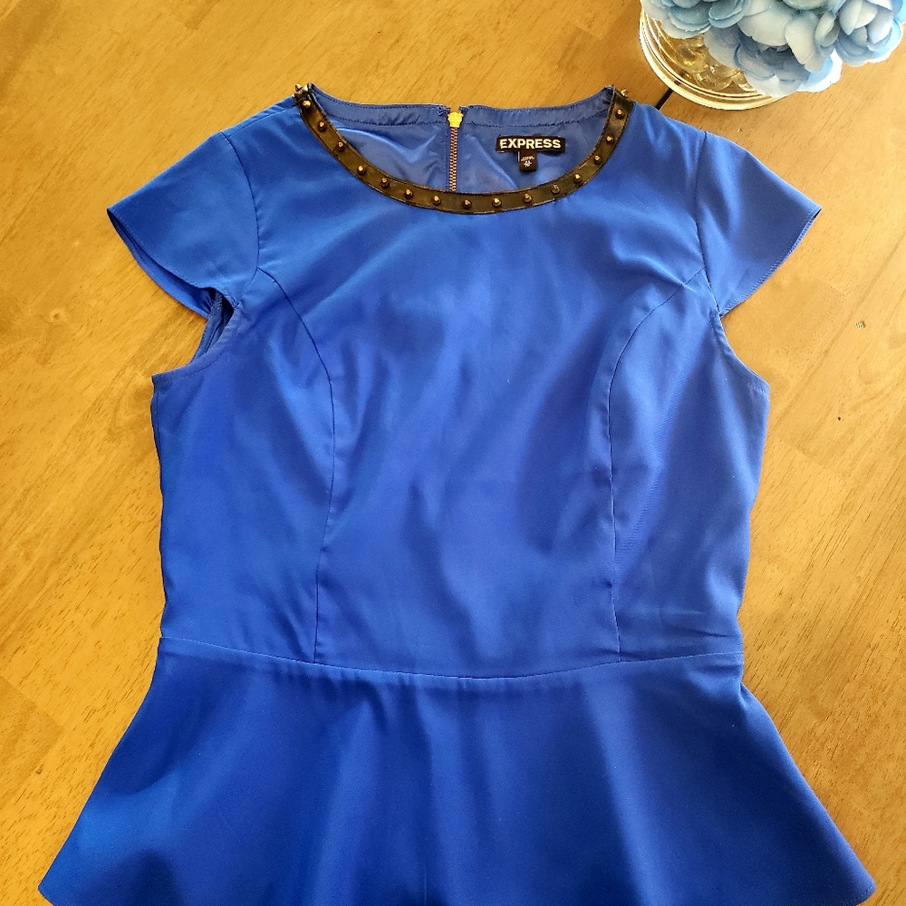 Express Royal Blue Peplum Top